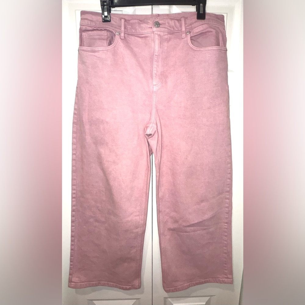 LOFT High Waisted Wide Leg Crop Ankle Pink Jeans – Women’s Size 10/30 EUC